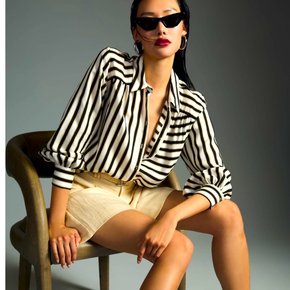 Anthropologie Maeve Silky Striped Button Down - Picture 2 of 7
